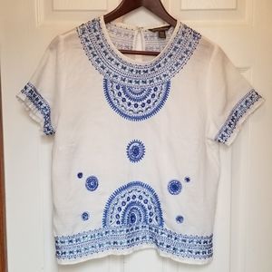 Tommy Bahama Top w/Blue Beads, Sequins & Embroidery